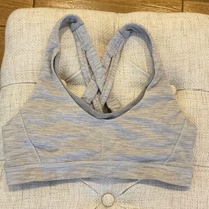 lululemon athletica Heather Light Gray Strappy Sports Bra M